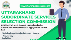 UKSSSC ARO, Patwari, Lekhpal and Other Post Online Form 2025