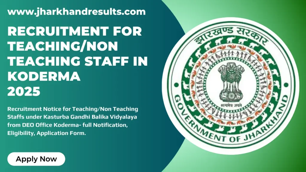 Jharkhand result Recruitment for Teaching/Non Teaching Staffs in Koderma